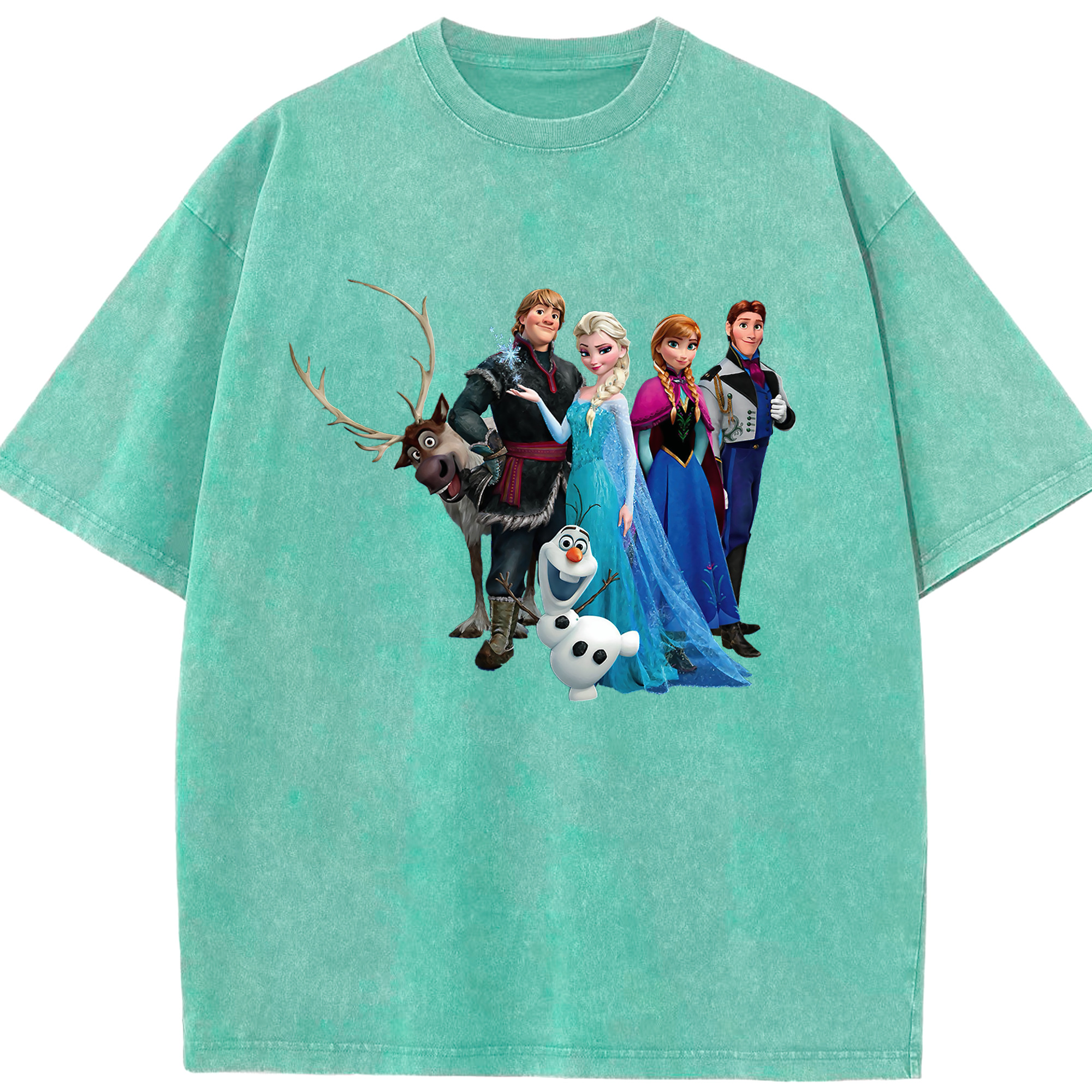（画像用） アナと雪の女王 アンナ エルサ Frozen Anna Elsa 綿100% ヴィンテージ風 半袖Tシャツ（フロントプリント）